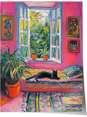 Çerçevesiz Poster, Pastel Ev Ilüstrasyonu, Salon Dekoru Poster No: 111534