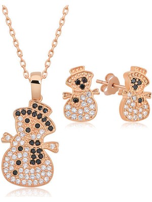 Kardan Adam Zirkon Taş 925 Ayar Gümüş Kadın Set