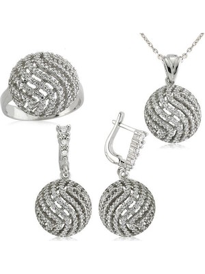 Zirkon Taşlı 925 Ayar Gümüş Kadın Set