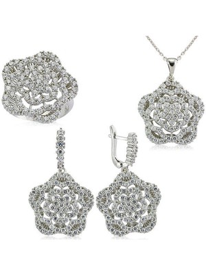 Zirkon Taşlı 925 Ayar Gümüş Kadın Set