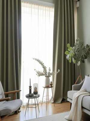 Zeytin Yeşili - Blackout Fon Perde - Pilesiz Düz Dikim - ZC200