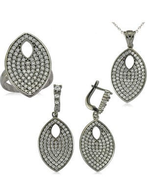 Mekik Zirkon Taşlı 925 Ayar Gümüş Kadın Set