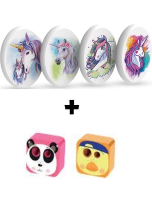 Renkli Unicorn ve Kalemtraş Seti, Kız Öğrenci Için 6'lı Paket
