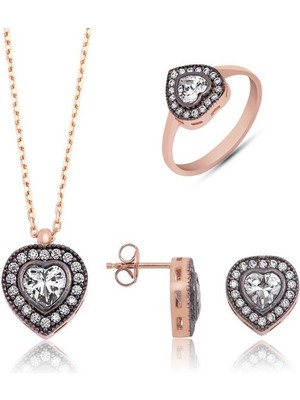 Kalpli Montur Elmas Model 925 Ayar Gümüş Kadın Set