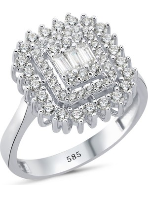 14 Ayar Altın Dora Zirkon Taşlı Baget Yüzük