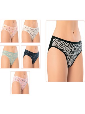 Iç Giyim Penye Elastan Baskılı Bikini Slip Külot   6'lı Paket