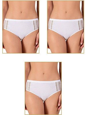 3'lü Paket Kadın Modal Pamuklu Dantelli Bato Külot