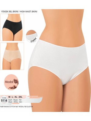 Iç Giyim Kota Modal Kumaş (6 Adet) Yüksek Bel Iz Yapmaz Külot