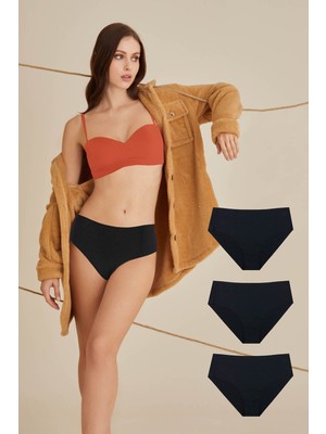 Iç Giyim Nbb 3'lü Lazer Iz Yapmaz Yüksek Bel Renkli Külot