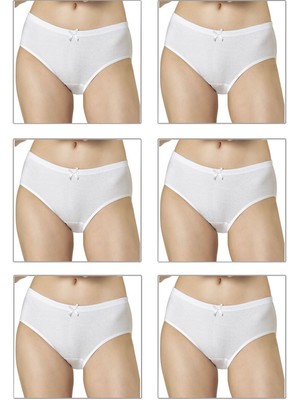 6'lı Paket Kadın Ribana Esnek Pamuklu Yüksek Bel Bato Külot Büyük Bedenli