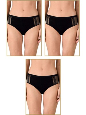 3'lü Paket Kadın Modal Pamuklu Dantelli Bato Külot