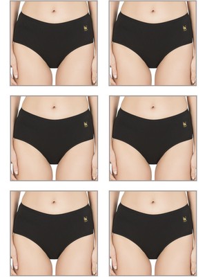 6'lı Paket Kadın Pamuklu Modal Esnek Yumuşak Yüksek Bel Bato Külot