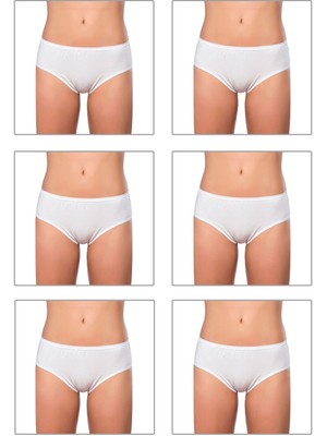 6'lı Paket Kadın Pamuklu Likralı Süprem Yüksek Bel Bato Külot