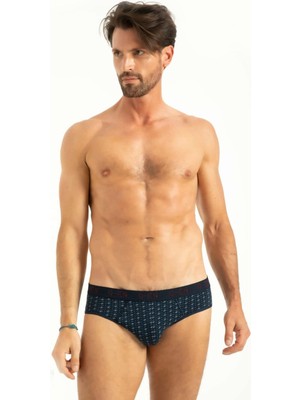 Iç Giyim Kalın Lastik Baskılı Pamuk Kumaş Erkek Slip 3'lü Paket