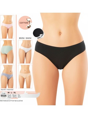 Iç Giyim Kota Pamuk&likra Roparlu Ribana (6 Adet) Bikini Külot