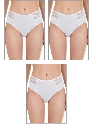 3'lü Paket Kadın Pamuklu Modal Esnek Rahat Dantel Detaylı Külot