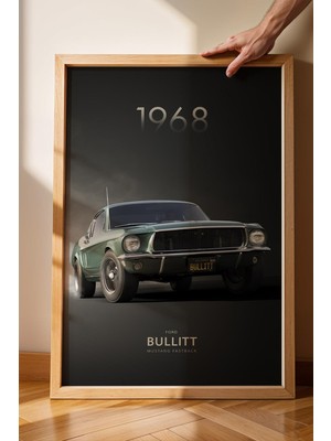 1968 Ford Bullitt Mustang Fastback Çerçeveli Tablo - Special Edition Car Poster