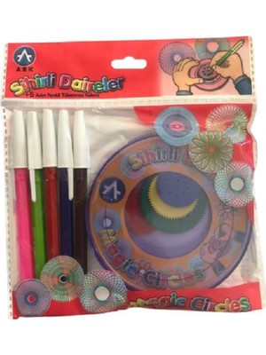Sihirli Daire ve Mor Tükenmez Kalem Seti, 5'li Paket, Renkli ve Eğlenceli Tasarım