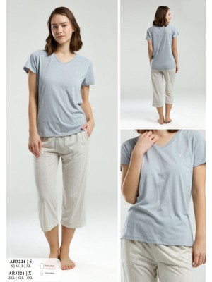 Iç Giyim Arnetta Kısa Kol Ikili Kapri Pijama Takımı Büyük Bedenli