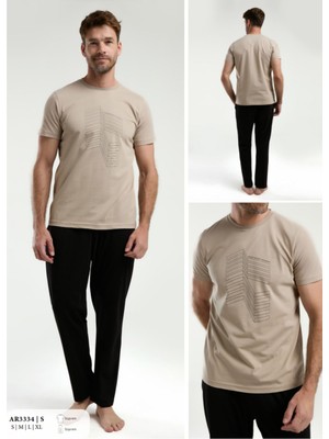 Iç Giyim Arnetta Kısa Kol Oval Yaka Desenli Süprem Pijama Takımı