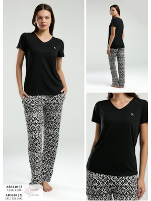 Iç Giyim Arnetta Kısa Kol Ikili Pijama Takımı Büyük Bedenli