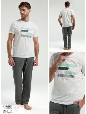 Iç Giyim Arnetta Kısa Kol Oval Yaka Desenli Süprem Pijama Takımı Büyük Bedenli