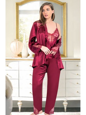Iç Giyim Miss Laris Üçlü Lüx Saten Pijama Takımı Çeyizlik
