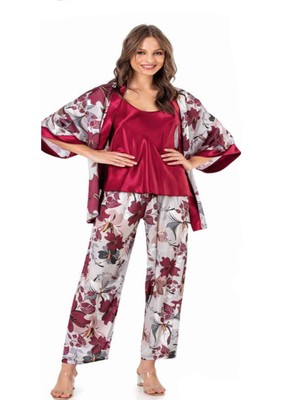 Iç Giyim Moongirl Üçlü Saten Pijama Takımları