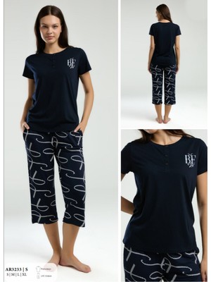 Iç Giyim Arnetta Kısa Kol Ikili Kapri Pijama Takımı Büyük Bedenli