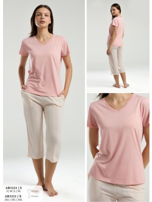 Iç Giyim Arnetta Kısa Kol Ikili Kapri Pijama Takımı Büyük Bedenli