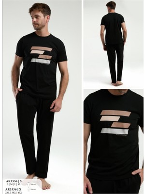 Iç Giyim Arnetta Kısa Kol Oval Yaka Desenli Süprem Pijama Takımı Büyük Bedenli