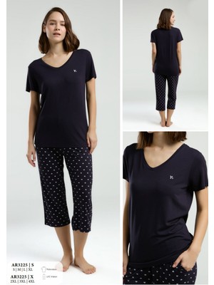 Iç Giyim Arnetta Kısa Kol Ikili Kapri Pijama Takımı Büyük Bedenli