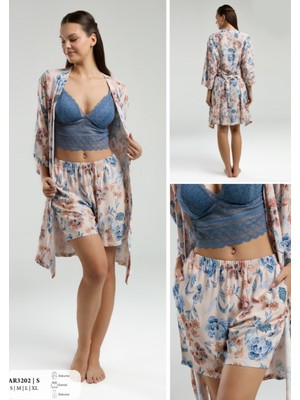 Iç Giyim Arnetta 3'lü Şort Pijama Takımı Büyük Bedenli