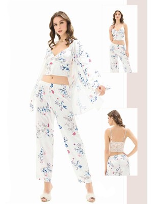 Iç Giyim Moongirl Üçlü Saten Pijama Takımları