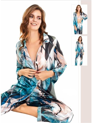 Iç Giyim Moongirl Üçlü Saten Pijama Takımları