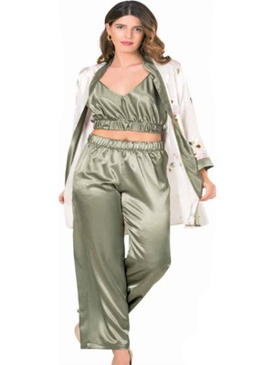 Iç Giyim Moongirl Üçlü Saten Pijama Takımları