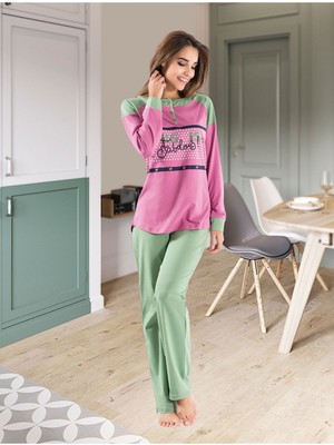 Iç Giyim Derya Kurşun Pamuk Kumaş Tayt'lı Pijama Takım