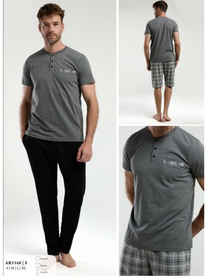 Iç Giyim Arnetta Süprem T-Shirt-Şort-Pantalon 3'lü Pijama Takımı