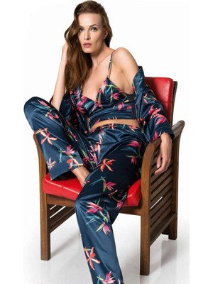 Iç Giyim Moongirl Üçlü Saten Pijama Takımları