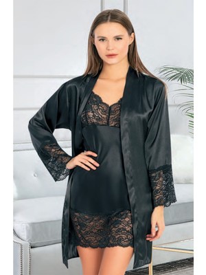 Iç Giyim Miss Laris Ikili Saten Gecelik Sabahlık Takımı Çeyizlik