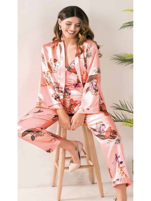 Iç Giyim Moongirl Üçlü Saten Pijama Takımları