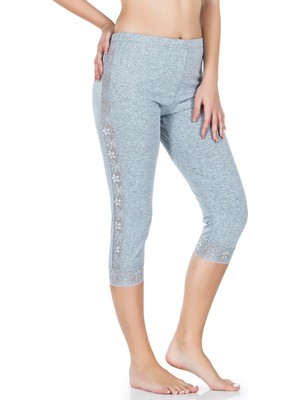 Iç Giyim Derya Kurşun Yan Kısımları Dantelli Pamuk Kumaş Yüksek Bel Kapri Tayt