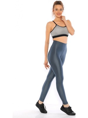 Iç Giyim Derya Kurşun Esnek Kumaş Rahat Kesim Yüksek Bel Kalın Kemerli Parlak Disco Tayt