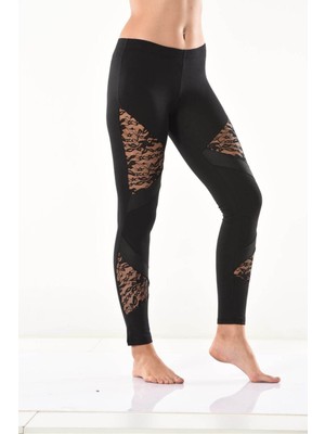 Iç Giyim Derya Kurşun Yüksek Bel Transparan Detaylı Sporcu Şık Tayt