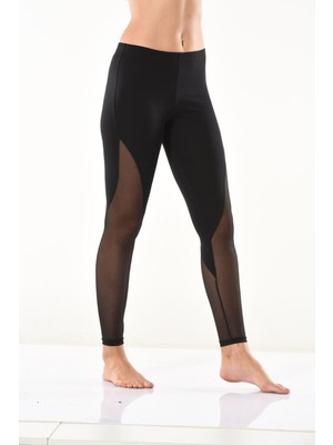 Iç Giyim Derya Kurşun Yüksek Bel Transparan Detaylı Sporcu Şık Tayt