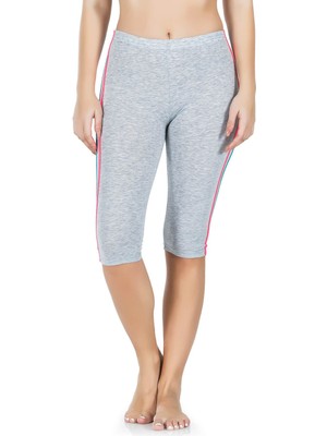 Iç Giyim Derya Kurşun Yüksek Bel Pamuk Kumaş Yandan Çift Şeritli Kapri Tayt