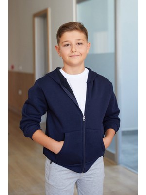 Kapüşonlu Fermuarlı Unisex Çocuk Sweatshirt