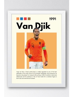 Virgil Van Dijk Çerçeveli Tablo - Dekoratif Çerçeveli Futbolcu Poster Tablo
