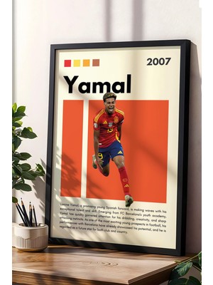 Lamine Yamal Çerçeveli Tablo - Dekoratif Çerçeveli Futbolcu Poster Tablo