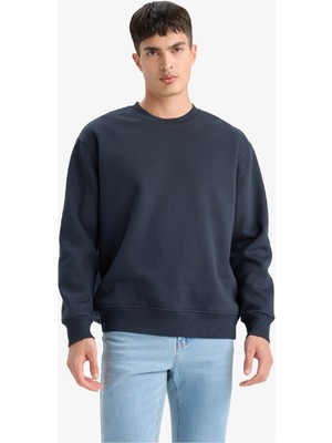 DeFacto Relax Fit Bisiklet Yaka Kalın İçi Yumuşak Tüylü Basic Düz Sweatshirt T5139AZ25AU